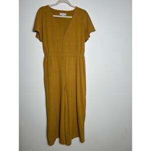 Madewell Texture & Thread Mustard Wide Leg Wrap Jumpsuit Romper Size Medium